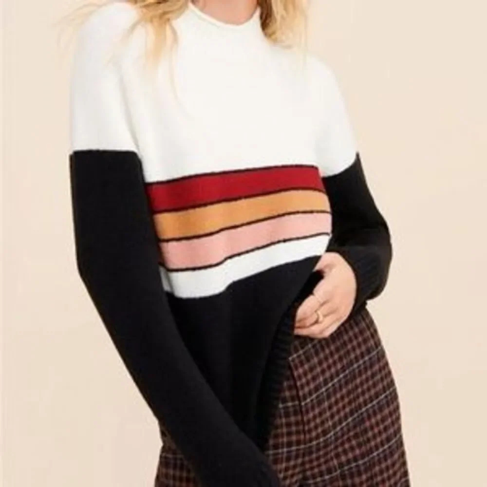 Saltwater Luxe Cowl Neck Striped Sweater Size Small